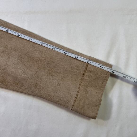 Apostrophe Genuine Suede Tan Leather Jacket Size 12 Classic Button Front Coat - Picture 8 of 8